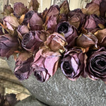 Roses (Deep Purple) in a Hand Painted Stone Boat RTfact Flowers 