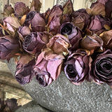 Roses (Deep Purple) in a Hand Painted Stone Boat RTfact Flowers 