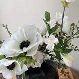 Blossom, Hellebore and Anemone in a Metal Ridged Vase - Short