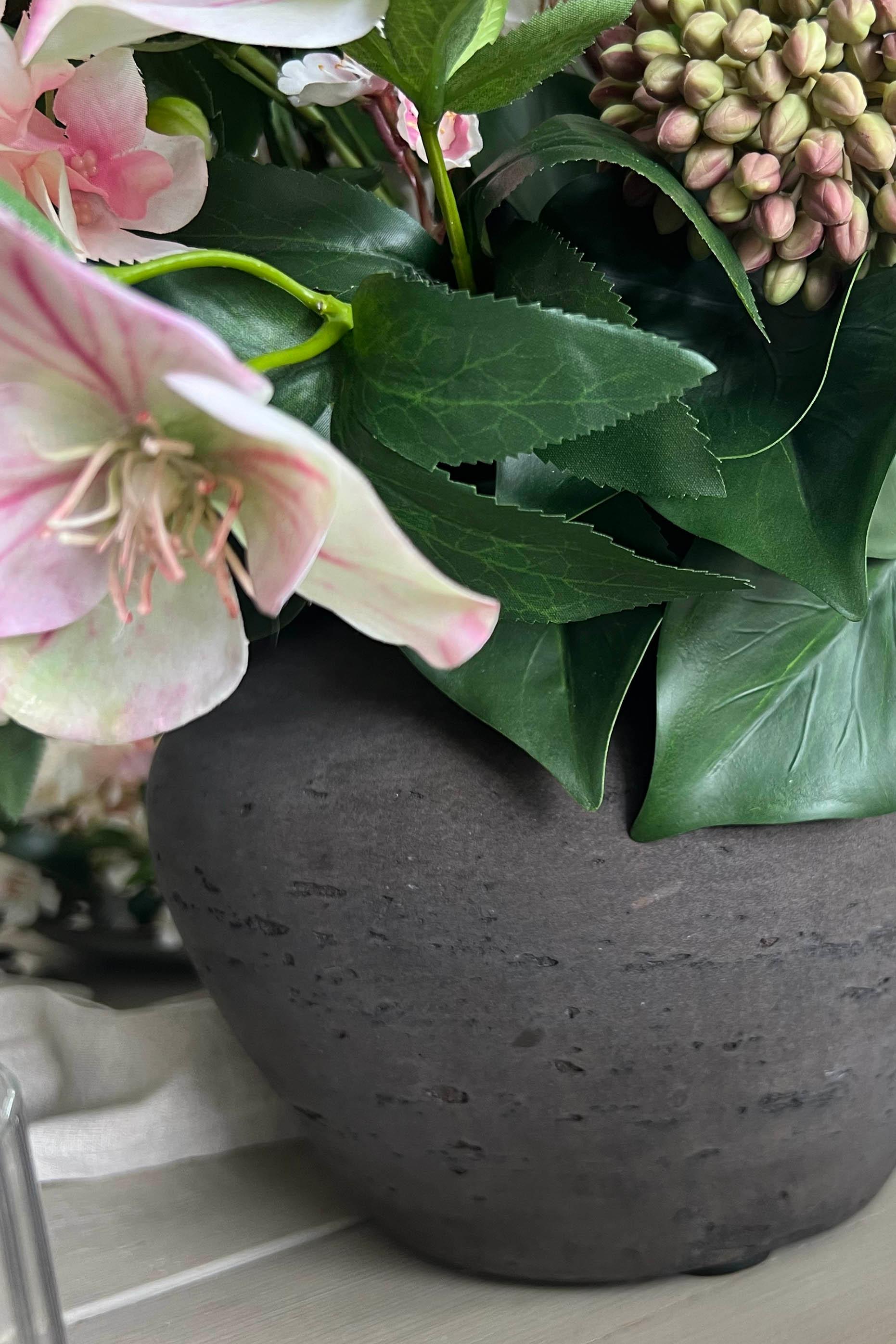 Blossom,Hydrangea, Sedum and Ivy in a Stone Vase RTfact Flowers 