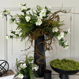Hellebore, Ferns and Mossy Twig in a Black Ridged Vase RTfact Flowers 