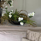 Hellebore, Ferns and Mossy Twig in a Black Bowl RTfact Flowers 