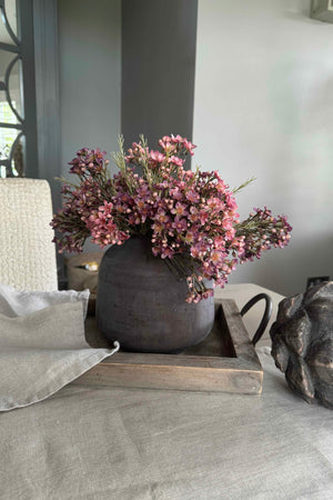 Wax Flower in a Rustic Brown Stone Vase (Small)