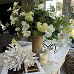 Hellebore and Guelder Rose in a Frosted Glass Vase RTfact Flowers 