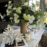 Hellebore and Guelder Rose in a Frosted Glass Vase RTfact Flowers 