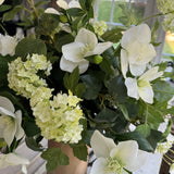 Hellebore and Guelder Rose in a Frosted Glass Vase RTfact Flowers 