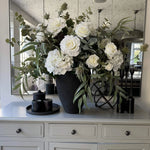 Roses, Hydrangea and Eucalyptus in a Matt Black Vase RTfact Flowers 