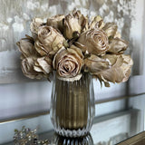 Roses in a Ribbed Glass Vase (Champagne) RTfact Flowers 