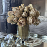 Roses in a Ribbed Glass Vase (Champagne) RTfact Flowers 