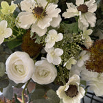 Eucalyptus, Ranunculus and Anemone in a Gold Glass Vase RTfact Flowers 