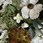 Eucalyptus, Ranunculus and Anemone in a Gold Glass Vase RTfact Flowers 