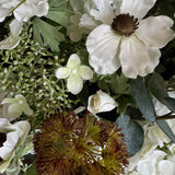 Eucalyptus, Ranunculus and Anemone in a Gold Glass Vase RTfact Flowers 