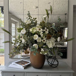 Eucalyptus, Ranunculus and Anemone in a Gold Glass Vase RTfact Flowers 