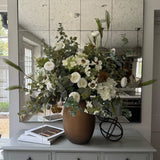 Eucalyptus, Ranunculus and Anemone in a Gold Glass Vase RTfact Flowers 