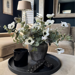 Anemone, Thistle and Gypsophila in a Dark Grey Terracotta pot RTfact Flowers 