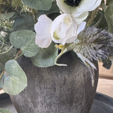 Anemone, Thistle and Gypsophila in a Dark Grey Terracotta pot RTfact Flowers 