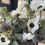 Anemone, Thistle and Gypsophila in a Dark Grey Terracotta pot RTfact Flowers 