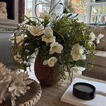 Hellebore, Fern and Tillandsia Grass in a Ribbed Wooden Vase RTfact Flowers 