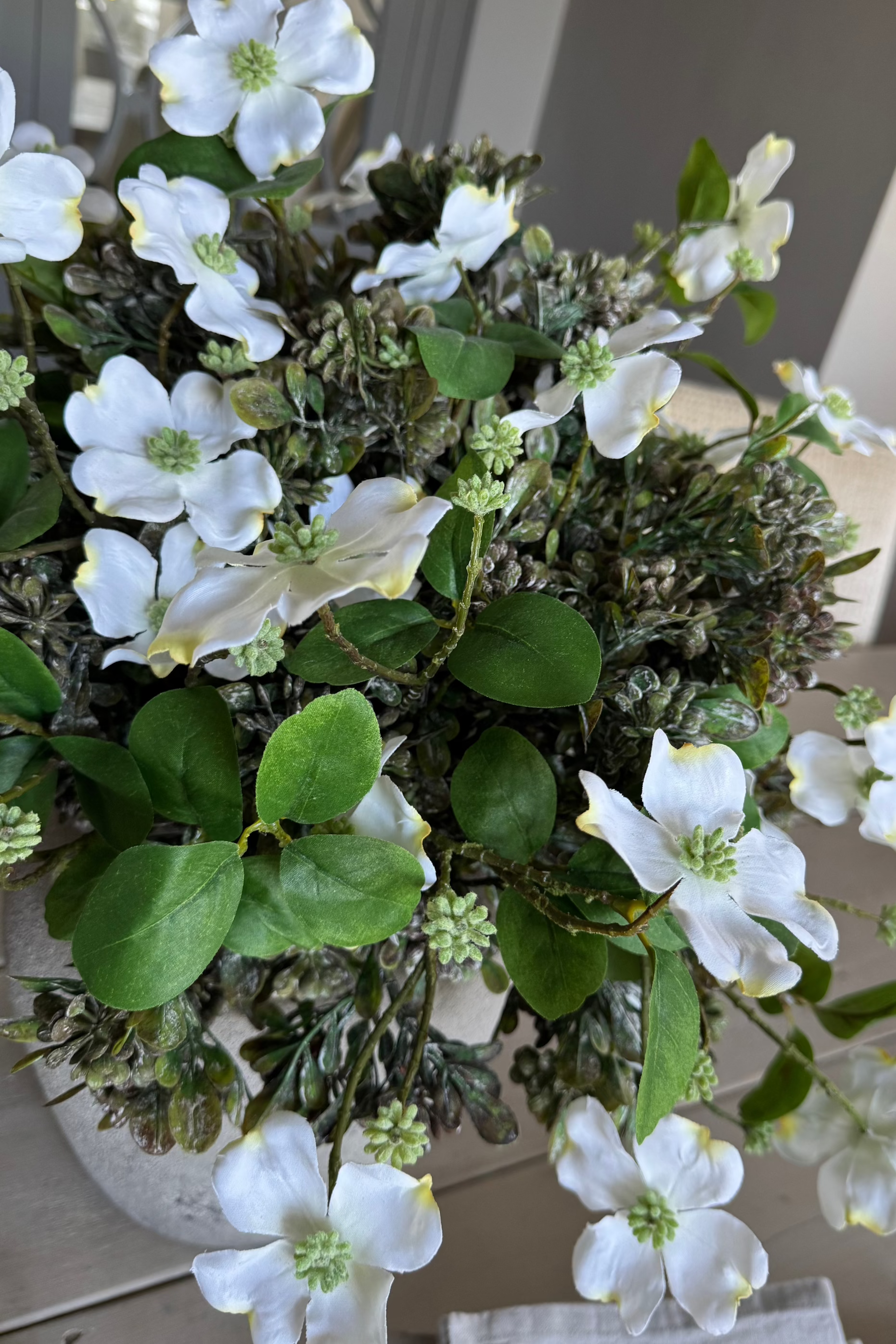 Dogwood and Berry Spray in a Stone Vase RTfact Flowers 