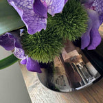 Tropical Birds of Paradise and Vanda Orchids in a Metallic Glass Vase (Small) RTfact Flowers 