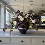 Ranunculus, Eucalyptus and Astrantia Spray in a Metallic Bronze Vase RTfact Flowers 