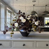 Ranunculus, Eucalyptus and Astrantia Spray in a Metallic Bronze Vase RTfact Flowers 