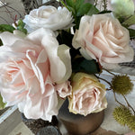 Roses and Hellebores in a Mottled Bronze Glass Vase (Pink) RTfact Flowers 