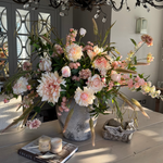 Dahlia, Bucida and Cattail Grass in a Stone Vase RTfact Flowers 