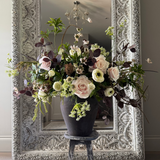 Ranunculus, Rose and Astrantia in a Rustic Brown Vase RTfact Flowers 