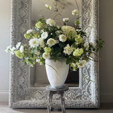 Ranunculus, Hydrangea and Viburnum in a Glazed White Vase RTfact Flowers 