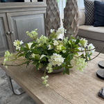 Bucida, Hydrangea Spray and Queen Anne's Lace in a Light Mocha Bowl RTfact Flowers 