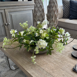 Bucida, Hydrangea Spray and Queen Anne's Lace in a Light Mocha Bowl RTfact Flowers 