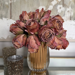 Roses in a Ribbed Glass Vase (Russet Salmon) RTfact Flowers 