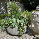 Grasses, Greenery and Waxflower in a Ribbed Grey Bowl