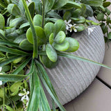 Grasses, Greenery and Waxflower in a Ribbed Grey Bowl