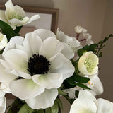 Blossom, Hellebore and Anemone in a Metal Ridged Vase - Tall