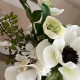 Blossom, Hellebore and Anemone in a Metal Ridged Vase - Tall