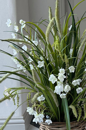 Grasses, Foxtail and Bell Flower in a Wicker Basket