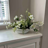 Hellebore, Fern and Queen Anne's Lace in a Matt White Vase