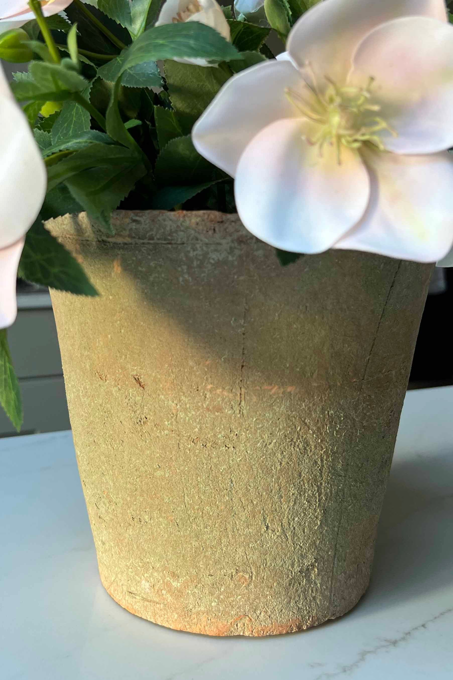 Hellebores in an Antiqued Terracotta Pot (Soft Pink) RTfact Flowers 