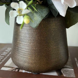 Eucalyptus, Rose and Waxflower in a Bronze Vase (Pink)