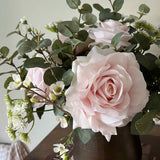 Eucalyptus, Rose and Waxflower in a Bronze Vase (Pink)