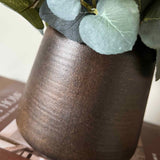 Eucalyptus, Rose and Waxflower in a Bronze Vase (White)