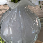 Ranunculus and Larksprum Spray in a Ribbed Glass Vase (White) RTfact Flowers 
