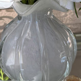 Ranunculus and Larksprum Spray in a Ribbed Glass Vase (White) RTfact Flowers 