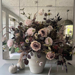 Rose, Hydrangea Spray and Ivy in a Light Grey Vase RTfact Flowers 