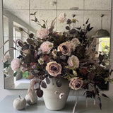 Rose, Hydrangea Spray and Ivy in a Light Grey Vase RTfact Flowers 