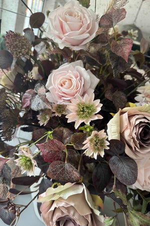 Rose, Hydrangea Spray and Ivy in a Light Grey Vase RTfact Flowers 