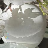 Rose and Blossom in a White Metal Vase (White)