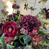 Ranunculus, Enkianthus and Ivy in a Brown Footed Bowl